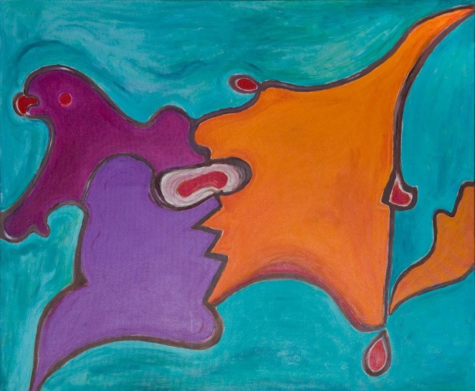 Gillo Dorfles, <i>Due schieramenti</i>, 2001,
acrilico su tela, 100 x 120 cm. Collezione privata, Milano
