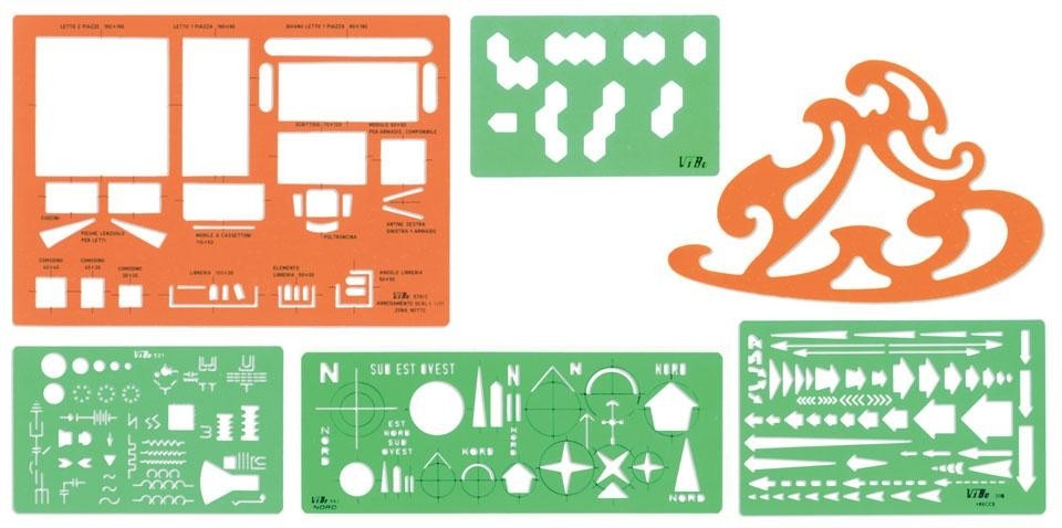 Alcuni normografi e maschere normografiche prodotti da Vibo nel corso degli anni