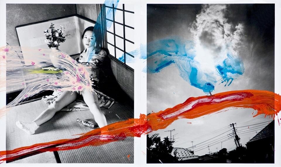 In alto: Takane Ezoe nella performance ideata da Sisina Augusta. Qui sopra: un lavoro di Yayoi Kusama