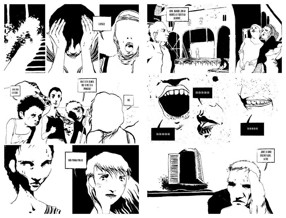 Due tavole di Elena Guidolin, vincitrice della Residenza d'artista: i suoi lavori saranno ospitati dalla Galleria Miomao di Perugia per un progetto artistico, che rientrerà nell'attività di galleria e promozione del fumetto d'autore