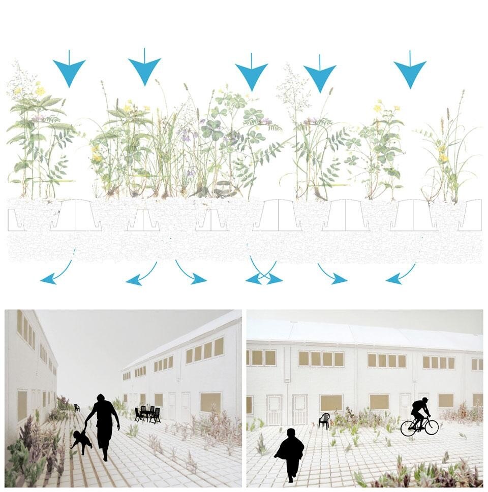 Bennie Meek, <em>Living Pavement</em>, sistema di pavimentazione pensata per migliorare il drenaggio dell'acqua piovana nelle aree urbane