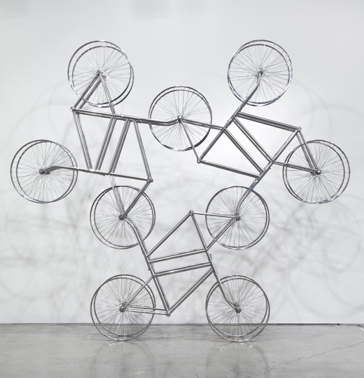 Ai Weiwei, Forever, 2013, stainless steel bicycles in Silvery