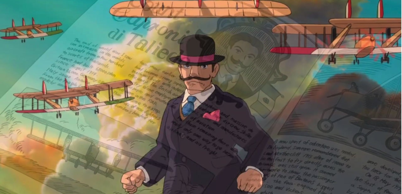 Un fotogramma del film <i>Si alza il vento</i> di Hayao Miyazaki