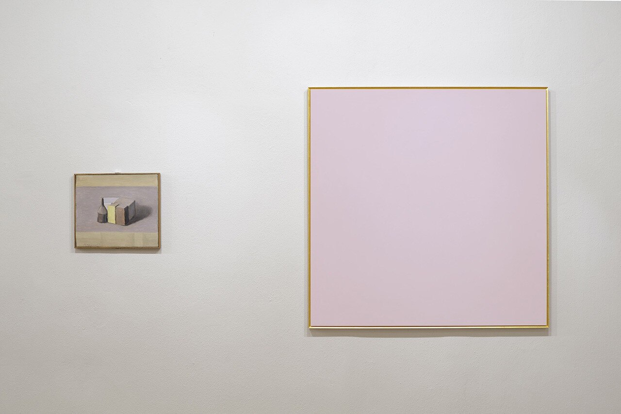 Ettore Spalletti Giorgio Morandi, veduta della mostra alla Galleria d'Arte Maggiore