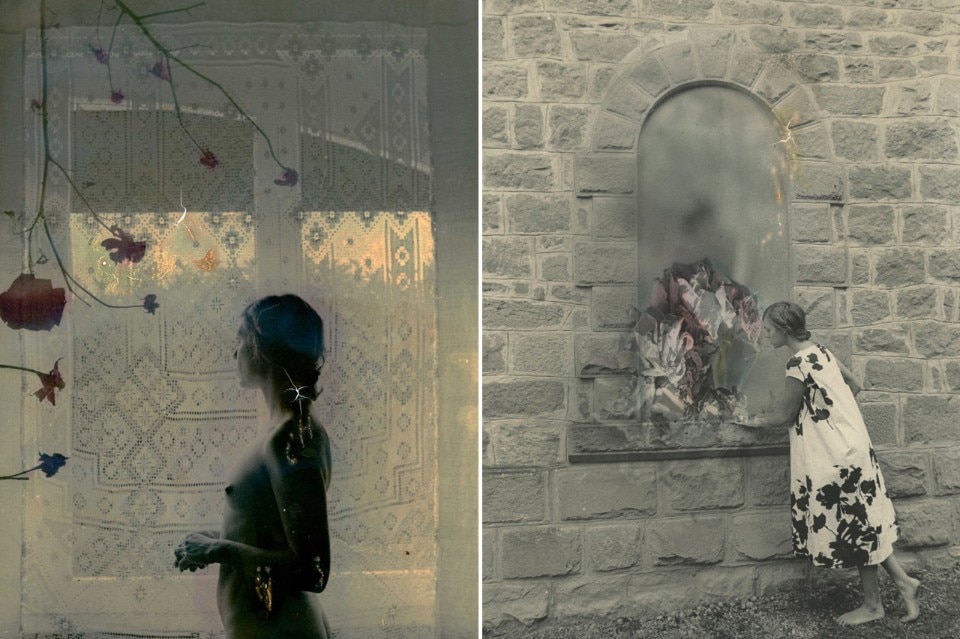 Valentina D’Accardi, <i> Senza Titolo</i>, dalla serie “Hestia”, 2015. Stampa ai sali d’argento con interventi di grafite, acquerello e tecnica mista, 24 x 30,5 cm. <b>A destra</b>: Valentina-D'Accardi, <i>Hestia</i>, 20x29cm.