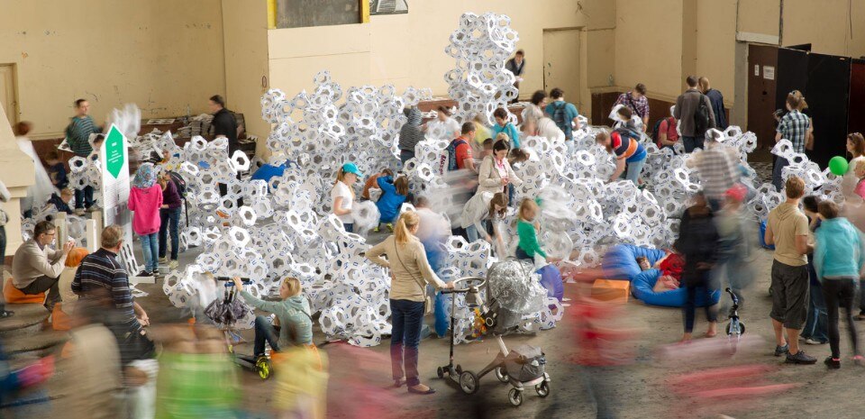 Collective Paper Aesthetics, installation for the "Polytech" Festival 2015, The Polytechnic Museum, Moscow 