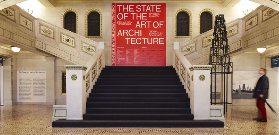 Installation view of the Chicago Architecture Biennial. Photo by Steve Hall, © Hedrich Blessing. Courtesy of the Chicago Architecture Biennial