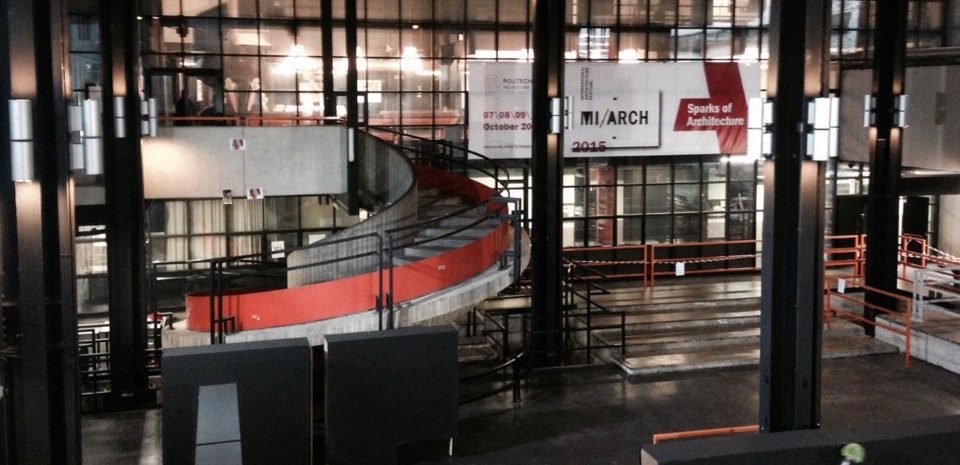 MI/ARCH 2015, vista dell'allestimento del patio della Scuola di Architettura del Politecnico di Milano