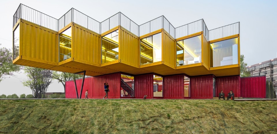 People’s Architecture Office, Container Stack Pavilion, Taiyuan, China, 2015