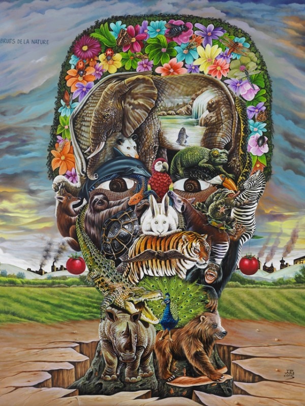 JP Mika, <i>Les Bruits de la nature</i>, 2012 Acrilico su tela, 152 × 126 cm Collezione privata. © JP Mika Foto: André Morin