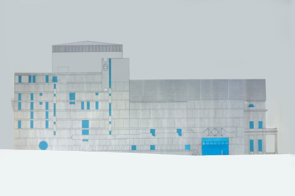 Carlo Scarpa, progetto per il Carlo Felice, china e carta adesiva su lucido, Genova, 1963