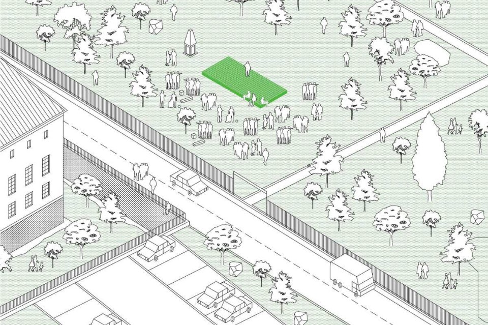 Plan Común and Tiago Torres-Campos, Common Places, axonometric view