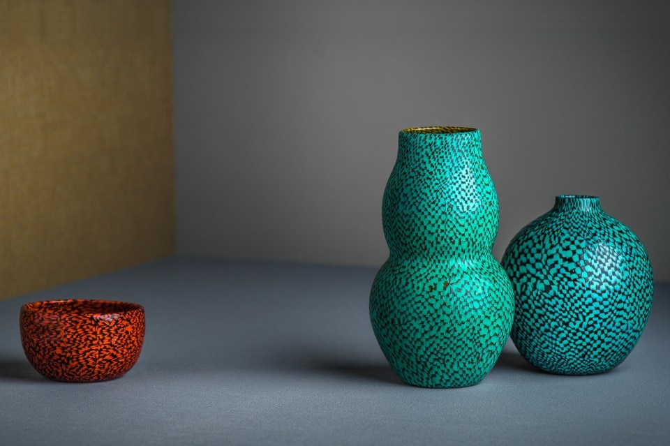 Paolo Venini, Vasi in vetro a murrine “a dame” (a scacchiera), 1953
