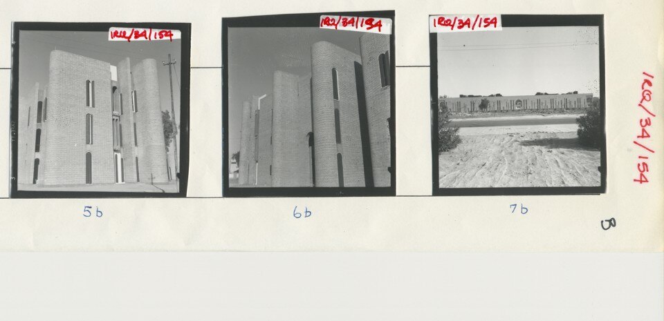 Rifat Chadirji, IRQ/314/154: Offices and stores, Tobacco Monopoly Administration, Baghdad, 1966. Photographic paste-ups, 8.27” × 11.69”. Courtesy of the Arab Image Foundation