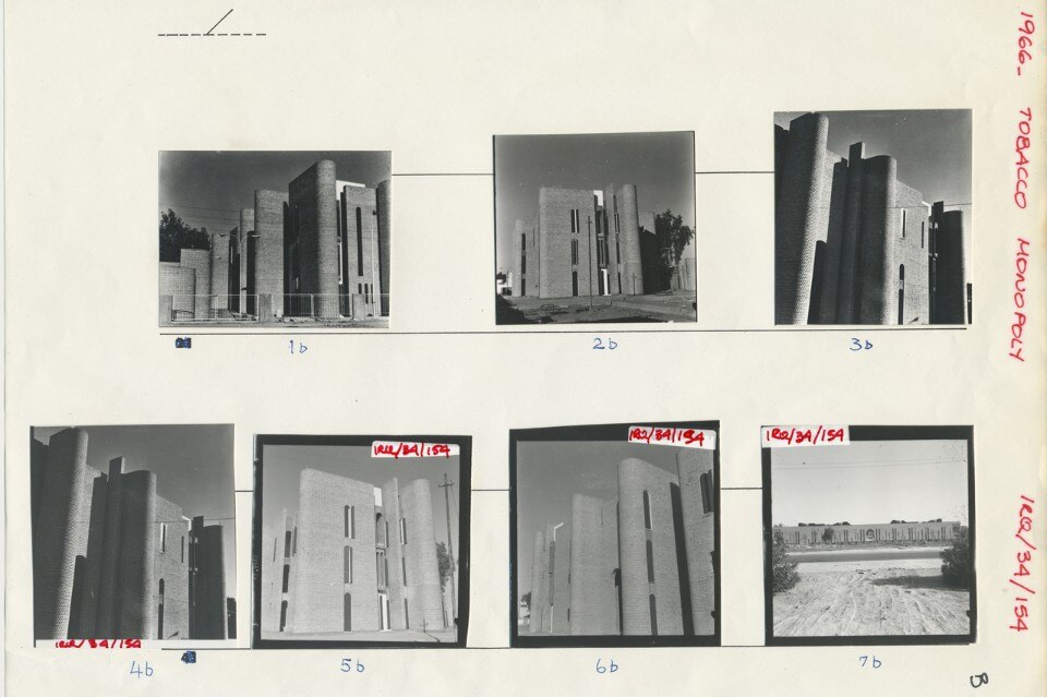 Rifat Chadirji, IRQ/314/154: Offices and stores, Tobacco Monopoly Administration, Baghdad, 1966. Photographic paste-ups, 8.27” × 11.69”. Courtesy of the Arab Image Foundation