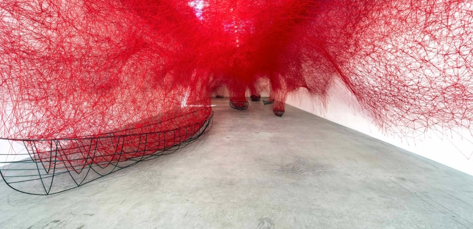 Chiharu Shiota, Uncertain Journey, 2016, installation view. Courtesy the artist and Blain|Southern, Photo: Christian Glaeser