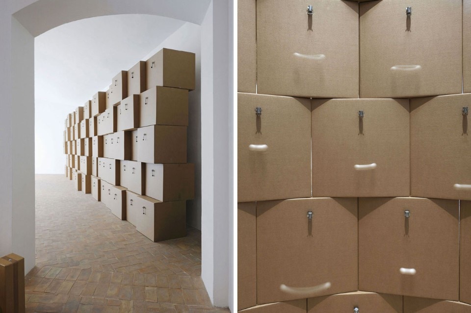 Zimoun, <i>605 prepared dc-motors, cardboard boxes</i>