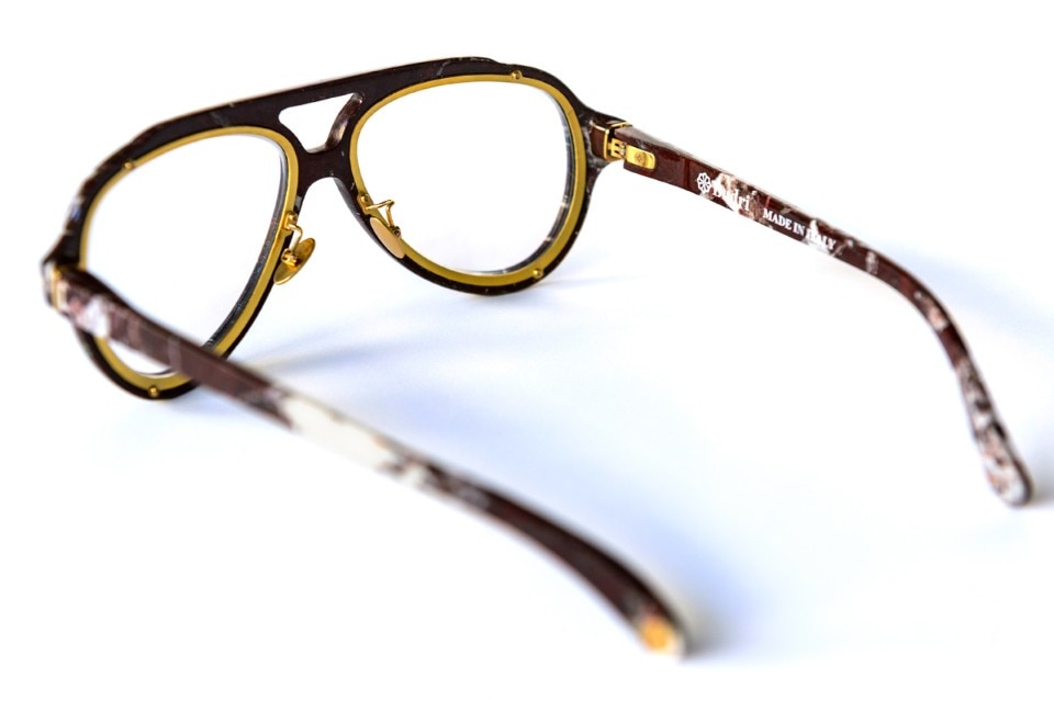 Budri Eyewear, modello Palladio Rosso Levanto, dettaglio