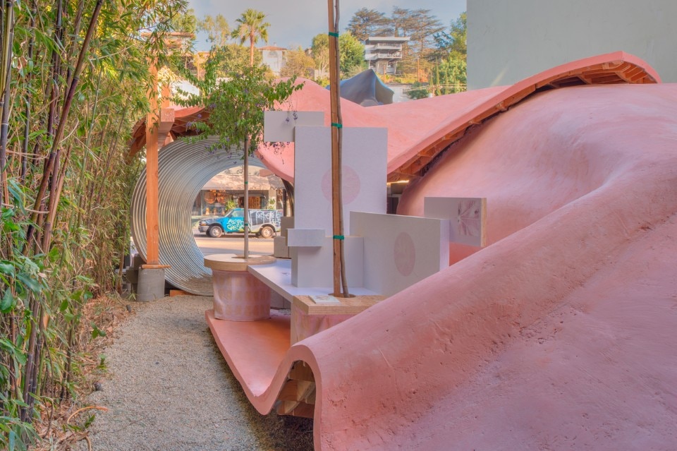 The kid gets out of the picture, installation view at M&A Courtyard, Los Angeles, 2016