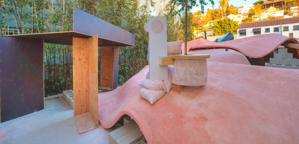 The kid gets out of the picture, installation view at M&A Courtyard, Los Angeles, 2016