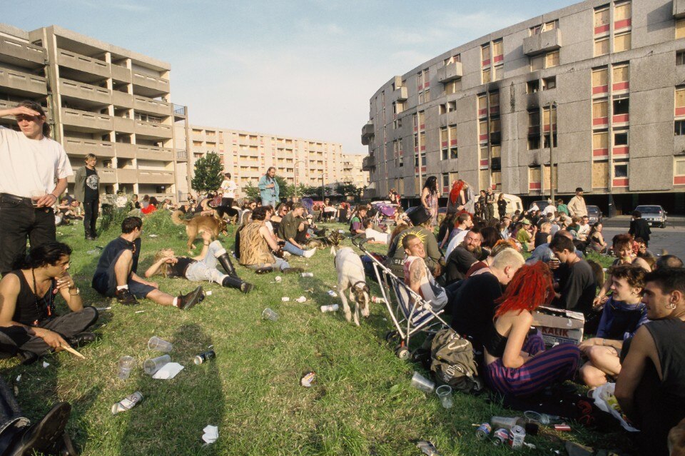 Foto scattata durante il Hulme Punx Picnic nel 1991. Foto Charlie Baker