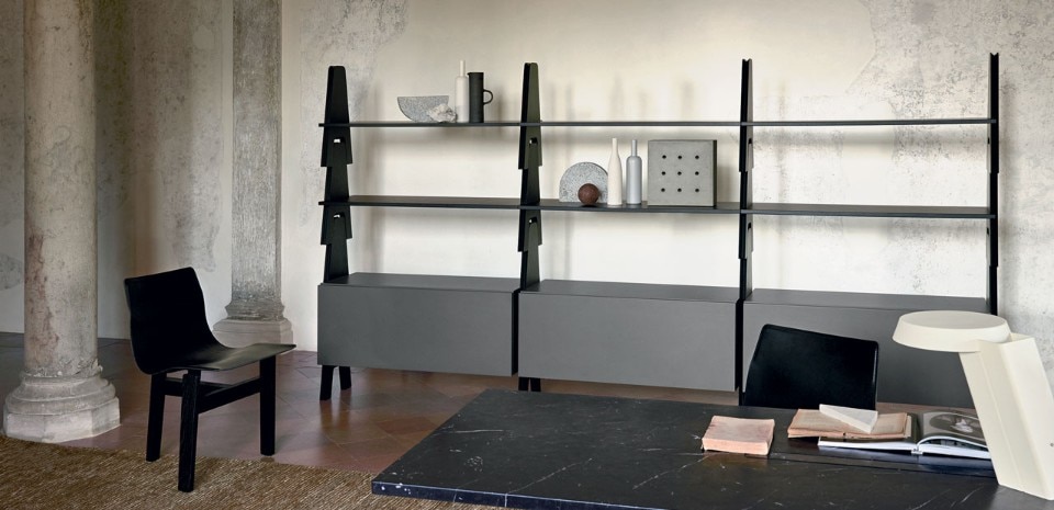 Angelo Mangiarotti, sedia Tre3, libreria Cavalletto, Agapecasa