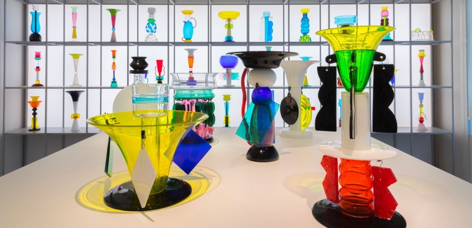 "Ettore Sottsass: il vetro", veduta della mostra, Le Stanze del Vetro, Venezia, 2017. © Ettore Sottsass by SIAE