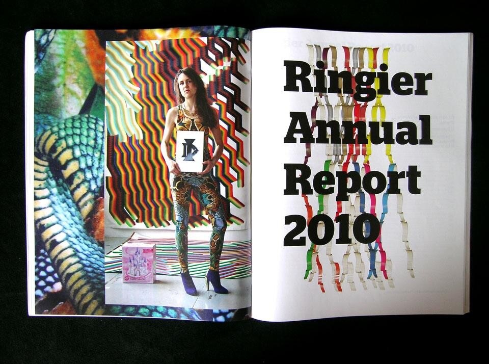 Doppie pagine da <i>Das Institut: Ringier Annual Report 2010</i>, di Kerstin Brätsch e Adele Röder.