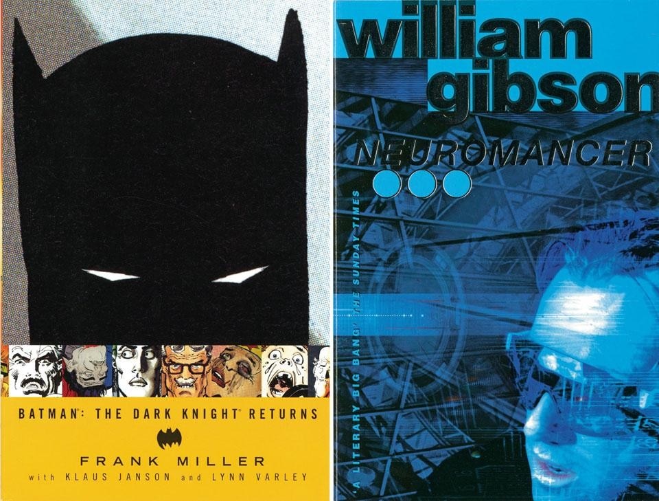 A sinistra: Frank Miller with Klaus
Janson and Lynn Varley,
<i>Batman®: The Dark Knight®
Returns</i>, DC Comics,
New York 1997. A destra: William Gibson,
<i>Neuromancer</i>, HarperCollins
Publishers, London 1995