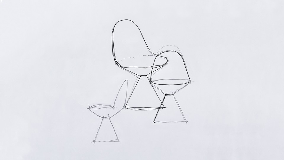 Romby, design sketches. Project by GamFratesi for Porro