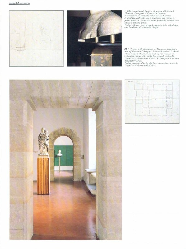 Domus 708, September 1989, page 82. Carlo Scarpa, The exhibition design of Palazzo Abatellis in Palermo, 1953-54, views, drawings and details