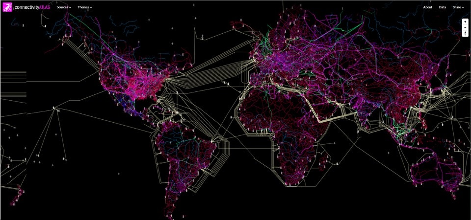 Img.1 Mappa funzionale pubblicata da Connectivity Atlas, un progetto di ricerca sviluppato da DevelopmentSeed, University of Wisconsin-Madison Cartography Lab, e Parag Khanna