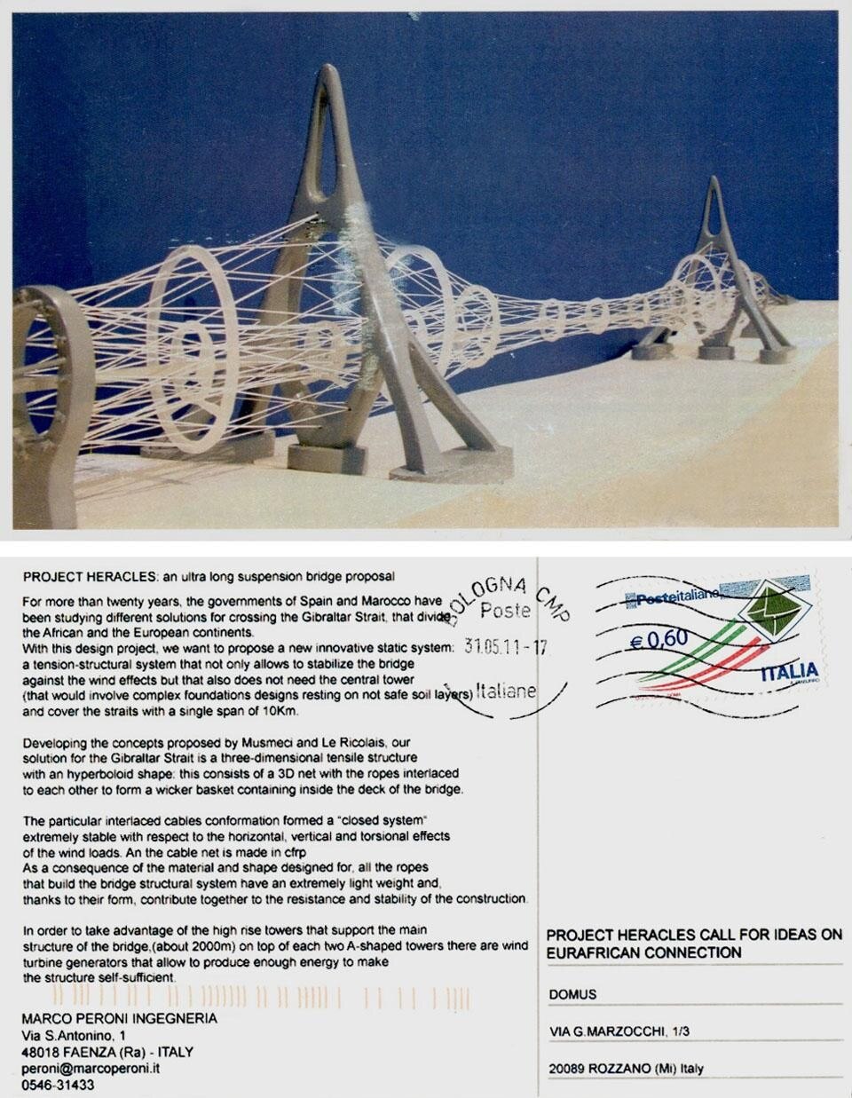 Top image: 12.572. Archisbang (Claudio Sframeli, Matteo Rossi, Alberto Perino, Isabella Rombi, Silvia Minutolo), Torino (italy)
Above: An ultra long suspension bridge proposal. Marco Peroni, Faenza (Italy).
Top image: 12.572. Archisbang (Claudio Sframeli, Matteo Rossi, Alberto Perino, Isabella Rombi, Silvia Minutolo), Torino (italy)
Above: An ultra long suspension bridge proposal. Marco Peroni, Faenza (Italy).