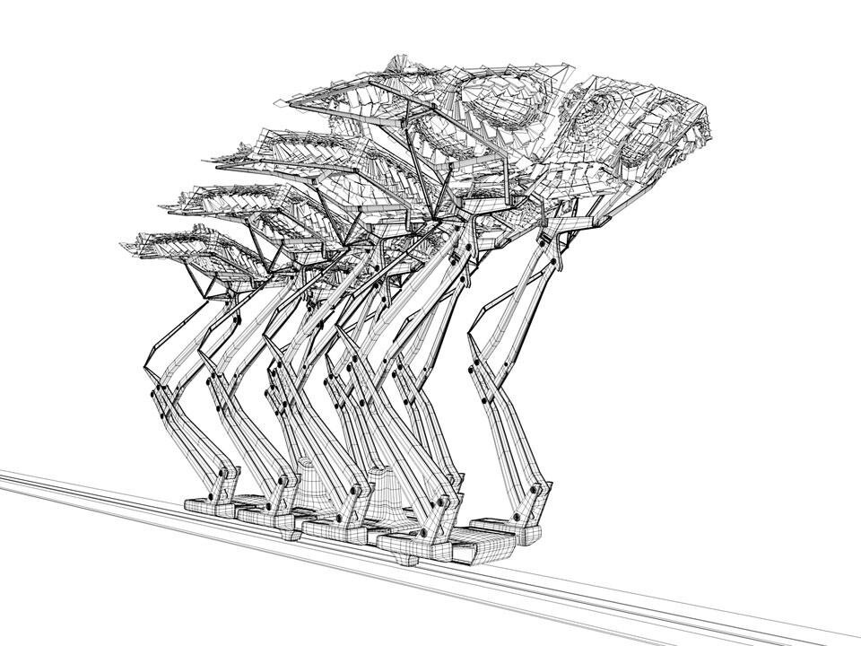 Drawing from the project
<em>An architecture “des humeurs”</em>
project. The architecture
studio R&Sie(n) worked with
a group of mathematicians,
programmers, architects and
robotics designers to develop
a computational approach
to architecture based on
biological and physiological
data. The aim of the research
was to conceive designs
for housing units and urban
fragments based
on relational protocols Drawing from the project
<em>An architecture “des humeurs”</em>
project. The architecture
studio R&Sie(n) worked with
a group of mathematicians,
programmers, architects and
robotics designers to develop
a computational approach
to architecture based on
biological and physiological
data. The aim of the research
was to conceive designs
for housing units and urban
fragments based
on relational protocols