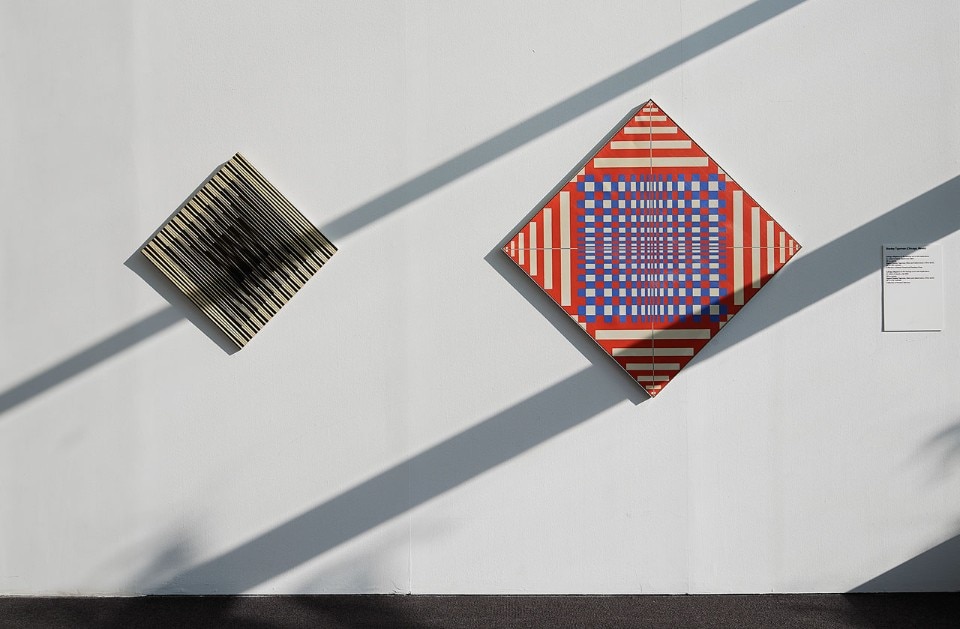 Installation view of Stanley Tigerman, I pledge allegiance to the lozenge and to the implications for which it stands. Courtesy of Chicago Architecture Biennial. Photo Kendall McCaugherty © Hall Merrick Photographers Installation view of Stanley Tigerman, I pledge allegiance to the lozenge and to the implications for which it stands. Courtesy of Chicago Architecture Biennial. Photo Kendall McCaugherty © Hall Merrick Photographers