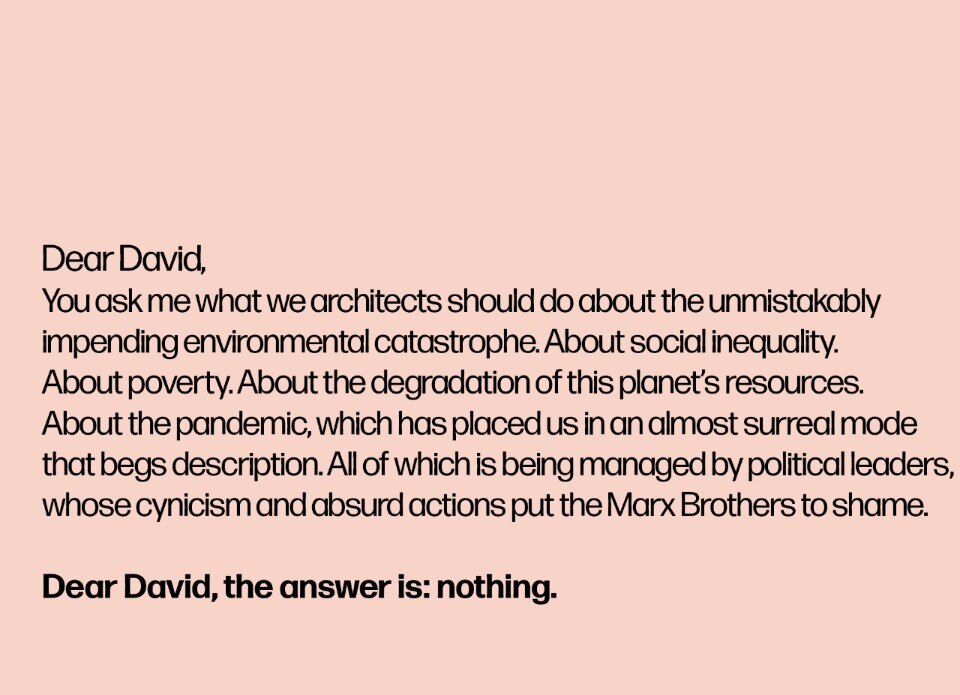 Jacques Herzog: letter to David Chipperfield