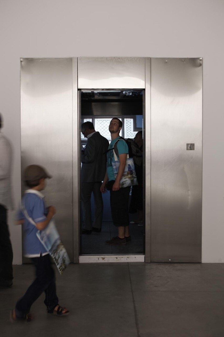 <i>Elevator from the Subcontinent</i> by Gigi Scaria, an artist originally from New Delhi's southwest coast, treats the negotiation of caste and class within the metropolitan mainstream. <i>Elevator from the Subcontinent</i> by Gigi Scaria, an artist originally from New Delhi's southwest coast, treats the negotiation of caste and class within the metropolitan mainstream.