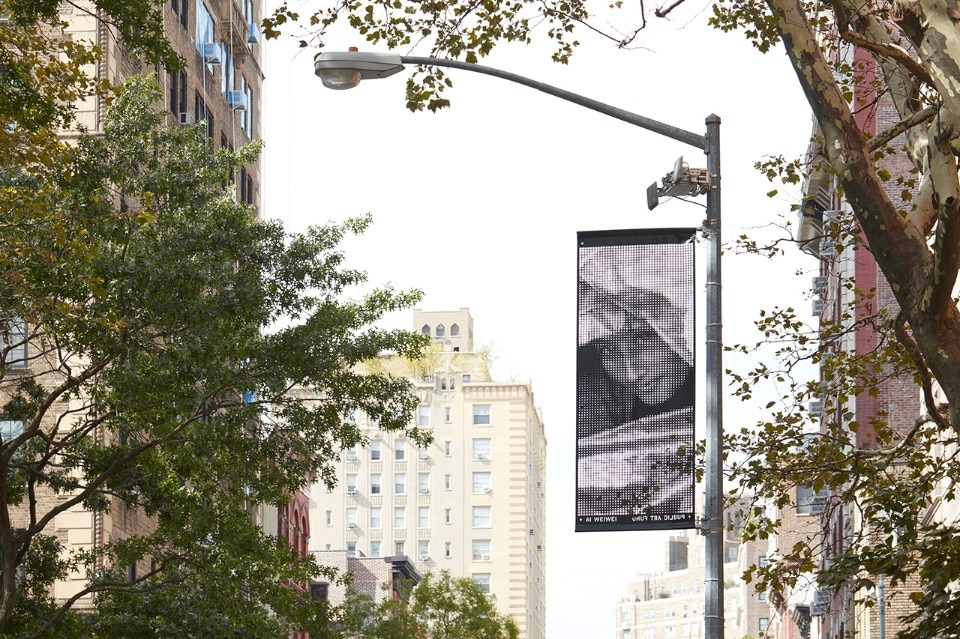 Ai Weiwei, Banner 114, 2017. CNC-cut Polymar truck tarp. Courtesy of the artist Ai Weiwei, Banner, 2017.C NC-cut Polymar truck tarp. Courtesy of the artist