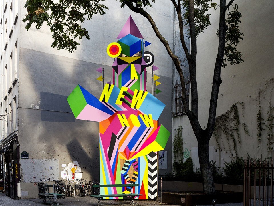 The colourful sculpture by Morag Myerscough in Paris