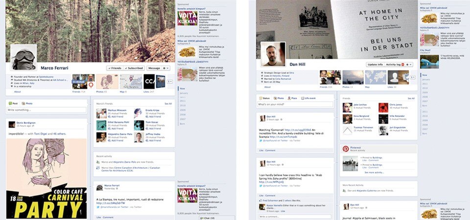 Examples of the Facebook Timeline Examples of the Facebook Timeline