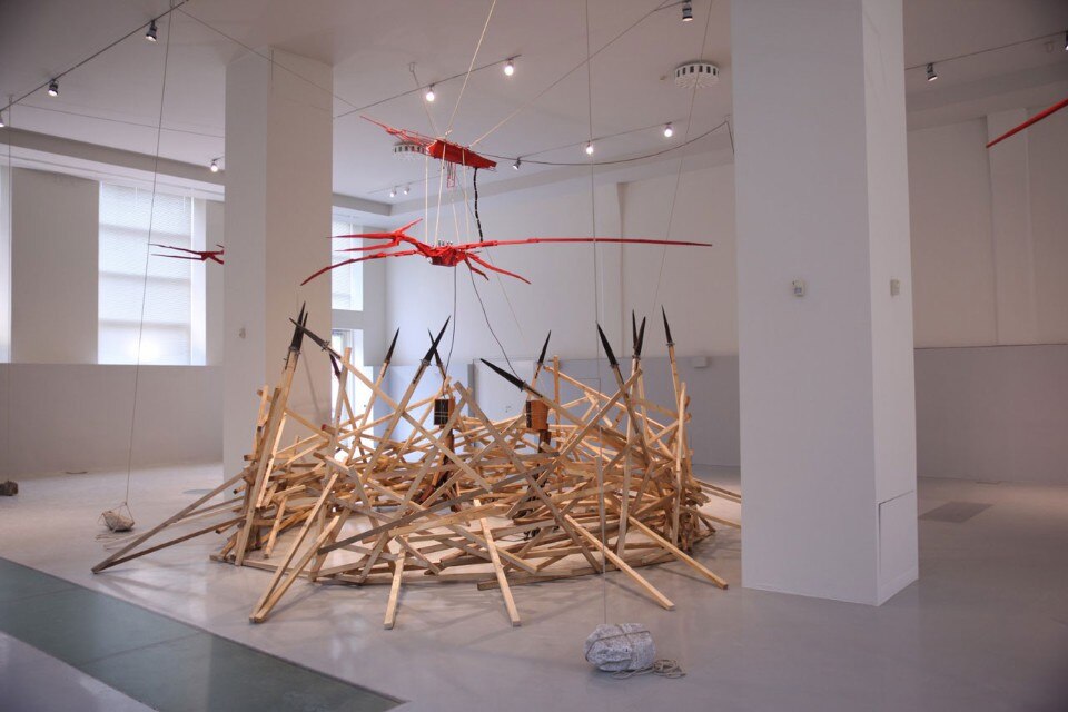 Atelier Forte suspends a sonorous pterodactyl at Spazio Giovannoni