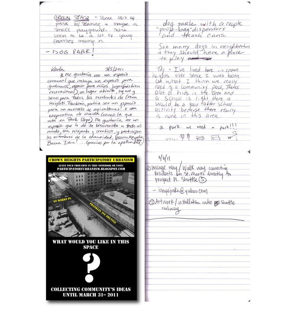 Participatory Urbanism Crown Heights / Comments on notebook set at the Jewish Hospital Laundromat. Participatory Urbanism Crown Heights / Comments on notebook set at the Jewish Hospital Laundromat.