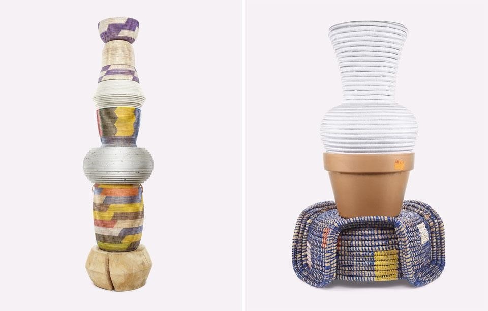 Stephen Burks: Material Composition—Totem (left) and Crown (right), 2011. Stephen Burks: Material Composition—Totem (left) and Crown (right), 2011.