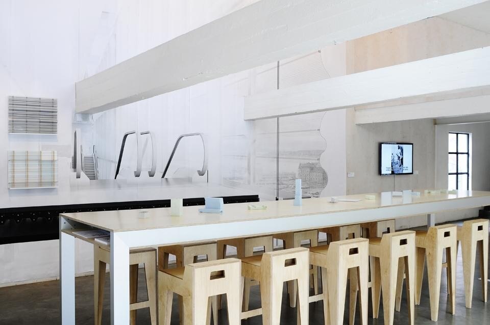 The focal point of the project is a table with chairs and a lamp, being prototypes of the new interior facilities designed for the restaurant of the Museo Reina Sofia in Madrid by Herreros Arquitectos. The focal point of the project is a table with chairs and a lamp, being prototypes of the new interior facilities designed for the restaurant of the Museo Reina Sofia in Madrid by Herreros Arquitectos.