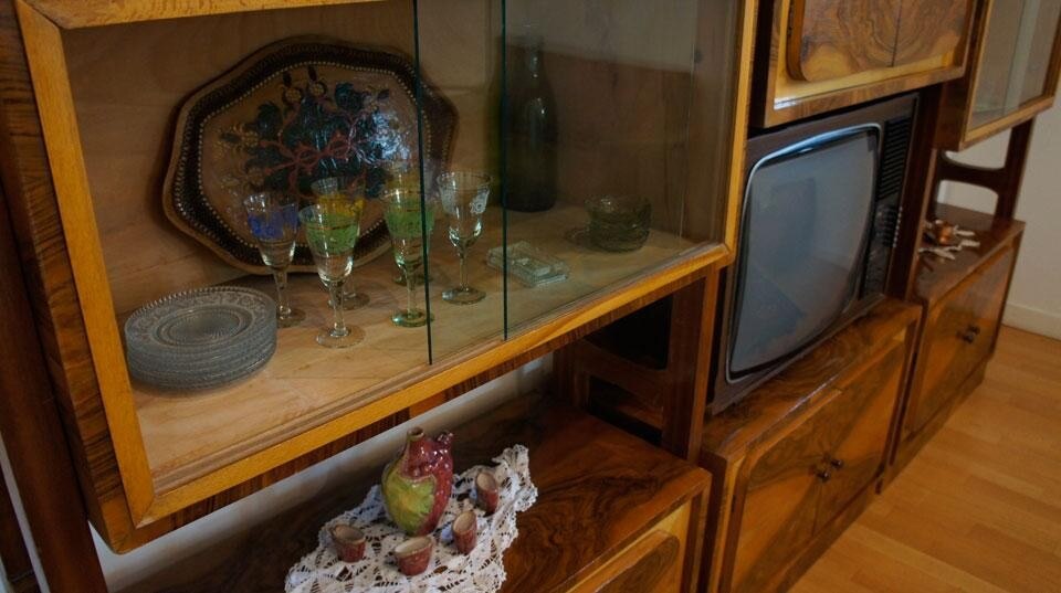 Detail of a typical Albanian living room of the dictatorship period, on display at <em>Concrete in Common</em>, Kunst Raum Riehen, Basel. Photo by Xheni Alushi Detail of a typical Albanian living room of the dictatorship period, on display at <em>Concrete in Common</em>, Kunst Raum Riehen, Basel. Photo by Xheni Alushi